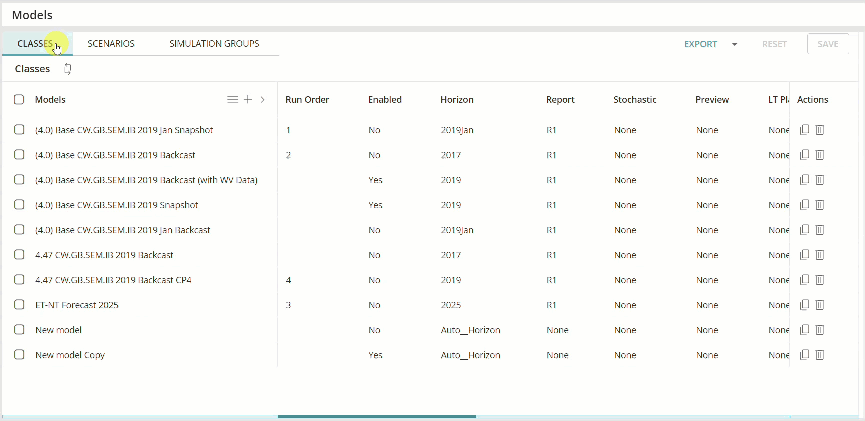 PLEXOS Cloud Edit Cell in Models page