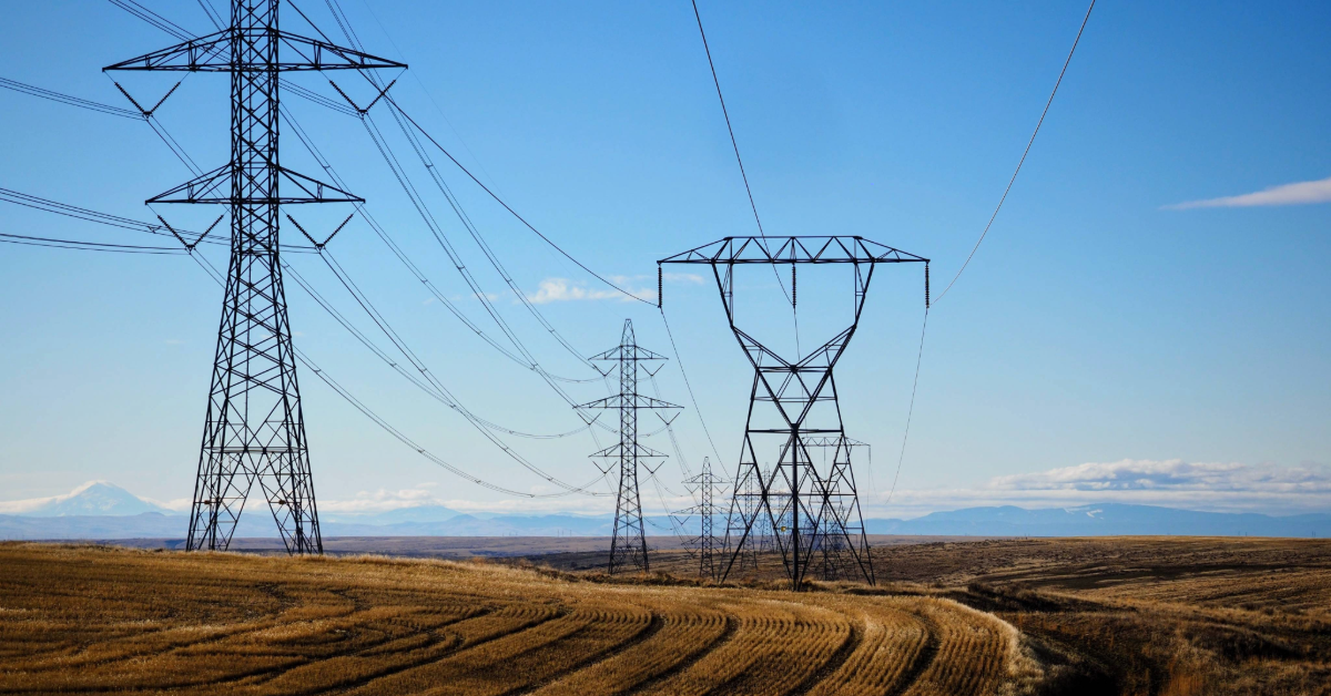 Transmission lines on farmland